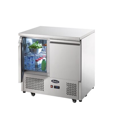 2-türiger Kühltisch mit Arbeitsplatte Edelstahl 300 Liter