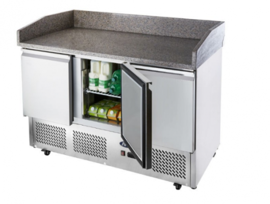 3-türiger Pizzakühltisch mit Granitplatte 380 Liter