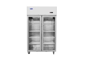 2-türiger Glastiefkühlschrank Edelstahl 900L
