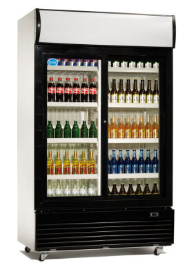 Flaschenkühlschrank mit 2 Schiebetüren mit Glaseinsatz 1000L