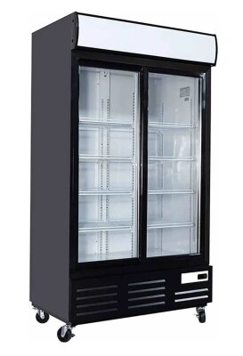 Flaschenkühlschrank 1000L schwarz mit 2 Schiebetüren