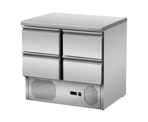 Kühltisch mit 4 Schubladen Unterbaukühlung Edelstahl 176 Liter