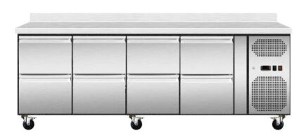 Skyrainbow Kühltisch mit 8 Schubladen mit Aufkantung Umluft 223 x 70