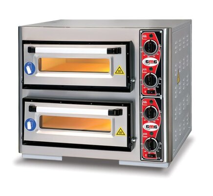 GMG - Pizzaofen PF5050 DE4 elektrisch -4+4x Ø25cm | 8 kW, 3NAC | 400V - Edelstahl 2 Backkammern