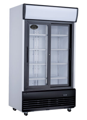 Getränkekühlschrank 2-Türig mit Display weiß mit schwarzer Front 1013L