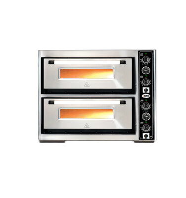 GMG - Pizzaofen PF7070 DE mit Thermometer elektrisch - 4+4x Ø34cm | 10 kW,3NAC | 400V - Edelstahl 2 Backkammern