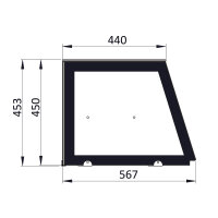 Saladette 2 Türen, 90 x 70 gerader Glasaufbau, Klarglas mit schwarzem Rand