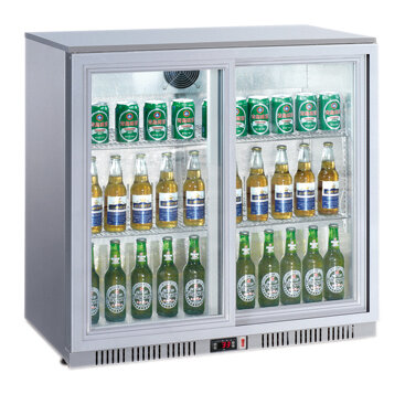 Back-Bar-Flaschenkühlschrank mit 2 Türen silber 208 Liter